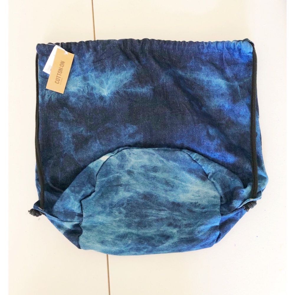 🐣 NWT Cotton Denim Chambray Drawstring Backpack
